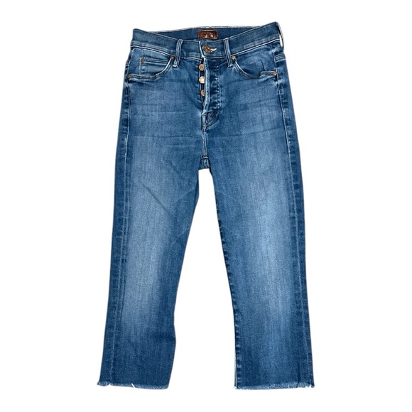 Mother The Stunner Knicker Fray Home Before Dawn Wash Denim Capri Jeans - Picture 5 of 11